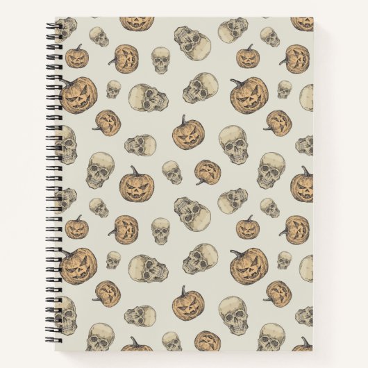 Schedels en pompoenen Halloween Patroon Notitieboek (Voorkant)