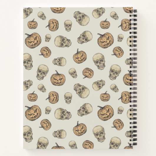Schedels en pompoenen Halloween Patroon Notitieboek (Achterkant)