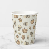 Schedels en pompoenen Halloween Patroon Papieren Bekers (Achterkant)