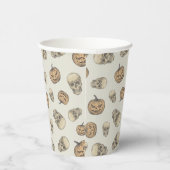 Schedels en pompoenen Halloween Patroon Papieren Bekers (Rechts)