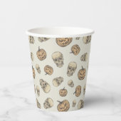 Schedels en pompoenen Halloween Patroon Papieren Bekers (Voorkant)