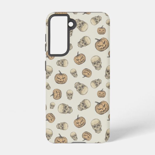 Schedels en pompoenen Halloween Patroon Samsung Galaxy Hoesje (Achterkant)