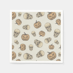 Schedels en pompoenen Halloween Patroon Servet