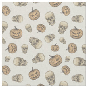 Schedels en pompoenen Halloween Patroon Stof