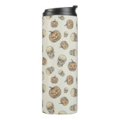 Schedels en pompoenen Halloween Patroon Thermosbeker (Gedraaid links)