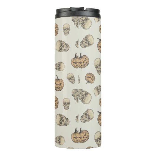 Schedels en pompoenen Halloween Patroon Thermosbeker (Achterkant)