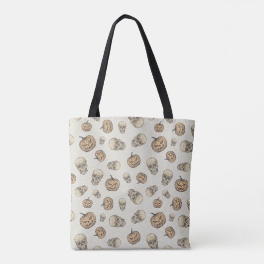 Schedels en pompoenen Halloween Patroon Tote Bag (Achterkant)