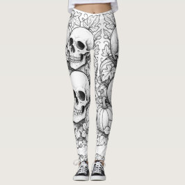 Schedels en pompoenen leggings