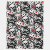 Schedels en Revolvers Bloemen Fleece Deken (Voorkant)