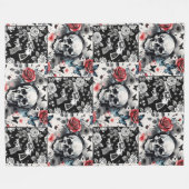 Schedels en Revolvers Bloemen Fleece Deken (Voorkant (Horizontaal))