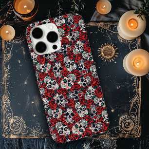 Schedels en Rode Rozen iPhone 16 Pro Max Hoesje