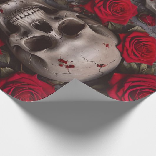 Schedels en rode rozen inpakpapier (Hoek)