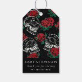 Schedels en rode rozen | Modern Gothic dank u Cadeaulabel (Achterkant)