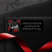 Schedels en rode rozen | Modern Gotisch Glam Adres Etiket