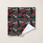 Schedels en rode rozen | Modern Gotisch Glam Grung Bad Handdoek (Wasdoekje)