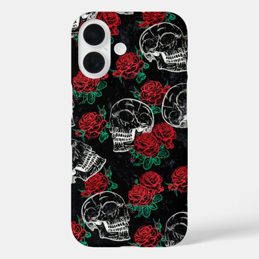 Schedels en rode rozen | Modern Gotisch Glam Grung Case-Mate iPhone Case (Achterkant)