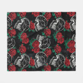 Schedels en rode rozen | Modern Gotisch Glam Grung Fleece Deken (Voorkant (Horizontaal))