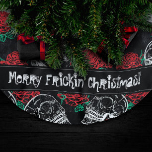 Schedels en rode rozen   Modern Gotisch Glam Grung Kerstboom Rok