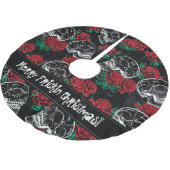 Schedels en rode rozen | Modern Gotisch Glam Grung Kerstboom Rok (Gekanteld)