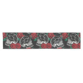 Schedels en rode rozen | Modern Gotisch Glam Grung Korte Tafelloper (Horizontaal)