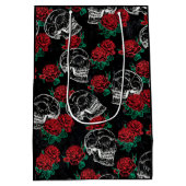 Schedels en rode rozen | Modern Gotisch Glam Grung Medium Cadeauzakje (Achterkant)