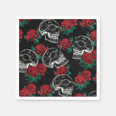 Schedels en rode rozen | Modern Gotisch Glam Grung Servet (Voorkant)