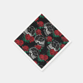 Schedels en rode rozen | Modern Gotisch Glam Grung Servet (Hoek)