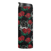Schedels en rode rozen | Modern Gotisch Glam Grung Thermosbeker (Geroteerd rechts)