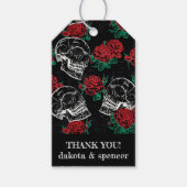 Schedels en Rode Rozen | Moderne Gothic Bedankt Cadeaulabel (Voorkant)