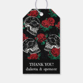 Schedels en Rode Rozen | Moderne Gothic Bedankt Cadeaulabel (Achterkant)
