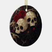 Schedels en rode rozen stijl ontwerp keramisch ornament (Rechts)