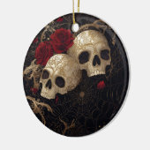 Schedels en rode rozen stijl ontwerp keramisch ornament (Links)