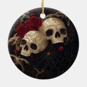 Schedels en rode rozen stijl ontwerp keramisch ornament (Achterkant)