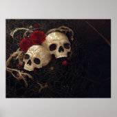 Schedels en rode rozen stijl ontwerp poster (Voorkant)