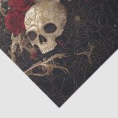 Schedels en rode rozen stijl ontwerp tissuepapier (Detail)