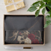 Schedels en rode rozen stijl ontwerp tissuepapier (Geschenk)