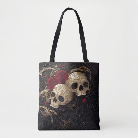Schedels en rode rozen stijl ontwerp tote bag (Voorkant)