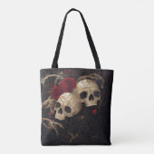 Schedels en rode rozen stijl ontwerp tote bag (Achterkant)