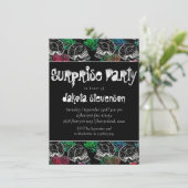 Schedels en rode rozen | Verrassingsfeestje voor m Kaart (Staand voorkant)