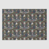 Schedels en Rozen Blauw Bloemen Gotisch Halloween Tissuepapier (Voorkant)