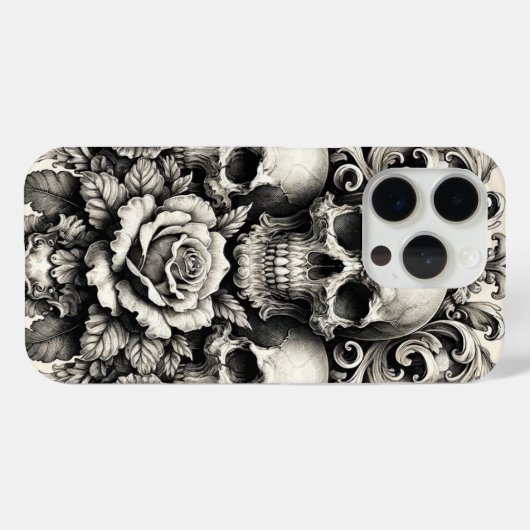 schedels en Rozen Case-Mate iPhone Case (Achterkant (horizontaal))