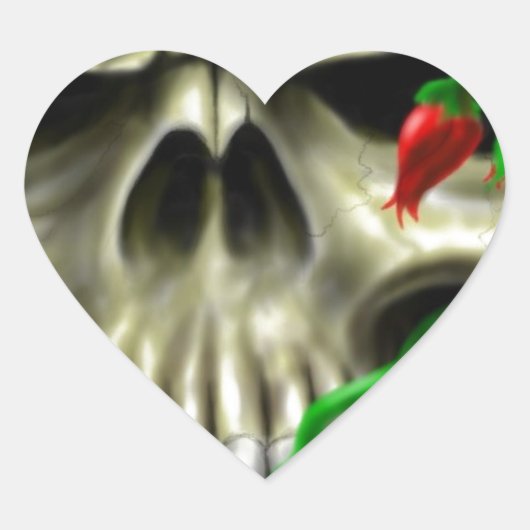 Schedels en Rozen Custom Airbrush Original Artist Hart Sticker (Voorkant)