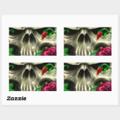 Schedels en Rozen Custom Airbrush Original Artist Rechthoekige Sticker (Vel)