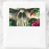 Schedels en Rozen Custom Airbrush Original Artist Rechthoekige Sticker (Tas)