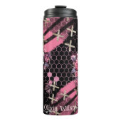 Schedels en Rozen Gold Silver Glitter Halloween Thermosbeker (Voorkant)