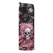 Schedels en Rozen Gold Silver Glitter Halloween Thermosbeker (Geroteerd rechts)