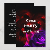 Schedels en Rozen Gotische Verjaardagsuitnodiging Kaart (Voorkant / Achterkant)