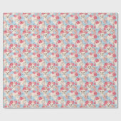 Schedels en Rozen  Patroon Cadeaupapier (Vlak)