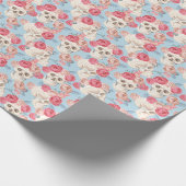 Schedels en Rozen  Patroon Cadeaupapier (Hoek)