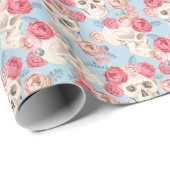 Schedels en Rozen  Patroon Cadeaupapier (Rol Hoek)